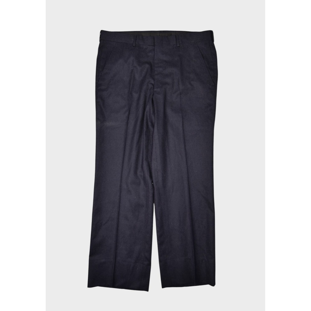 Vintage 70s Pants Mens 36x29 Navy Wool Pinstripe Suit Pants Talon Zip Straight